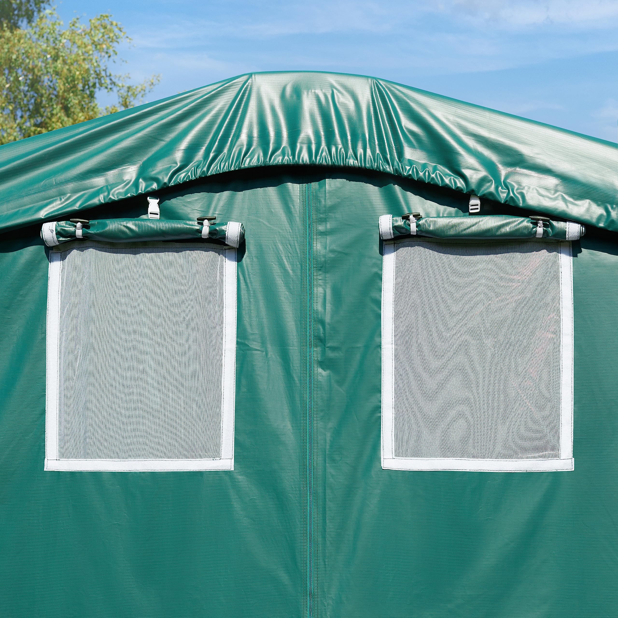 TOOLPORT Weideunterstand 4x4 m PVC Plane 850N Lagerzelt Unterstand grün für Erduntergrund