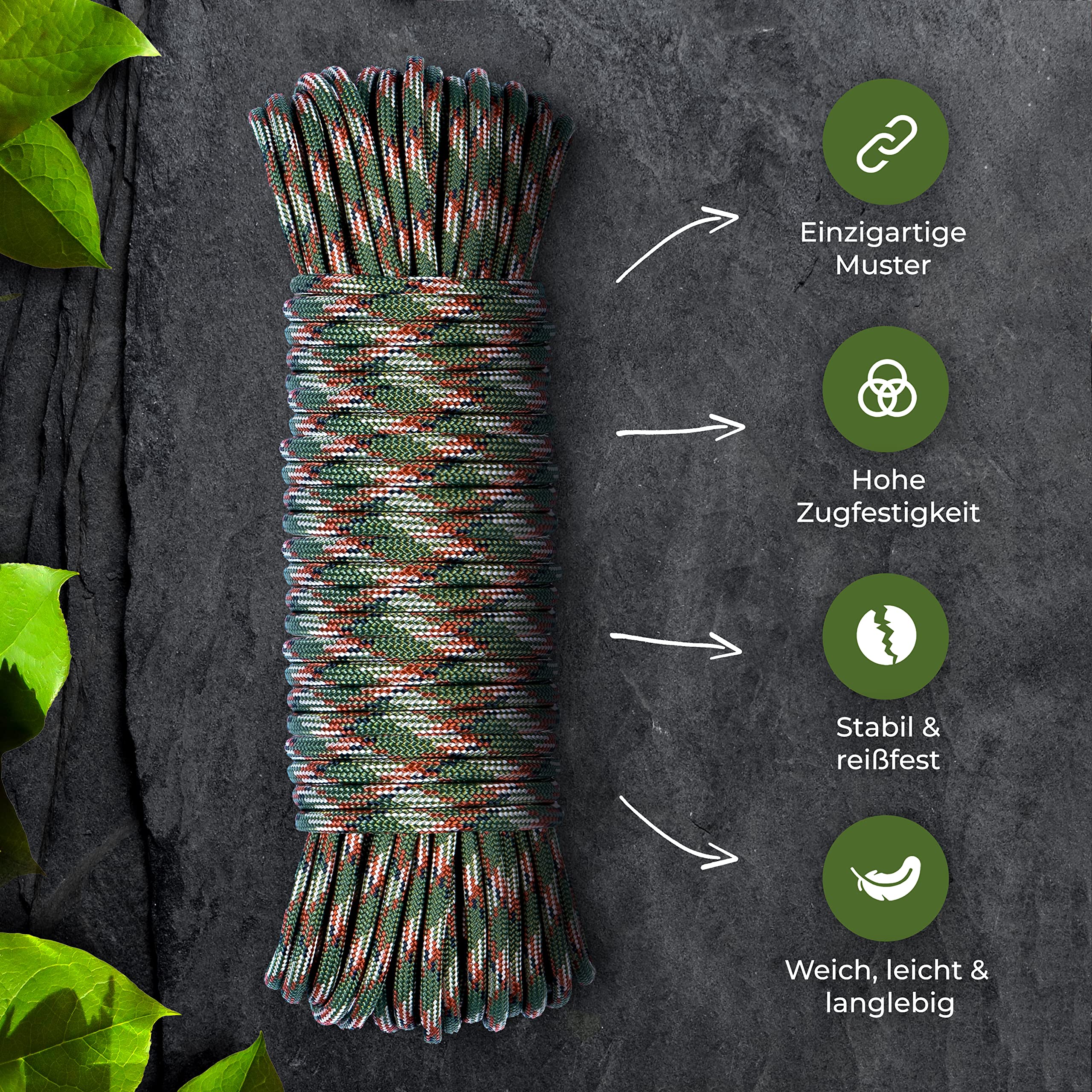 Corda Paracord 550 AMZoutdoor - 4mm, 7 Fili Interni, Resistente 250kg | Per Camping E Sopravvivenza - Foto 2