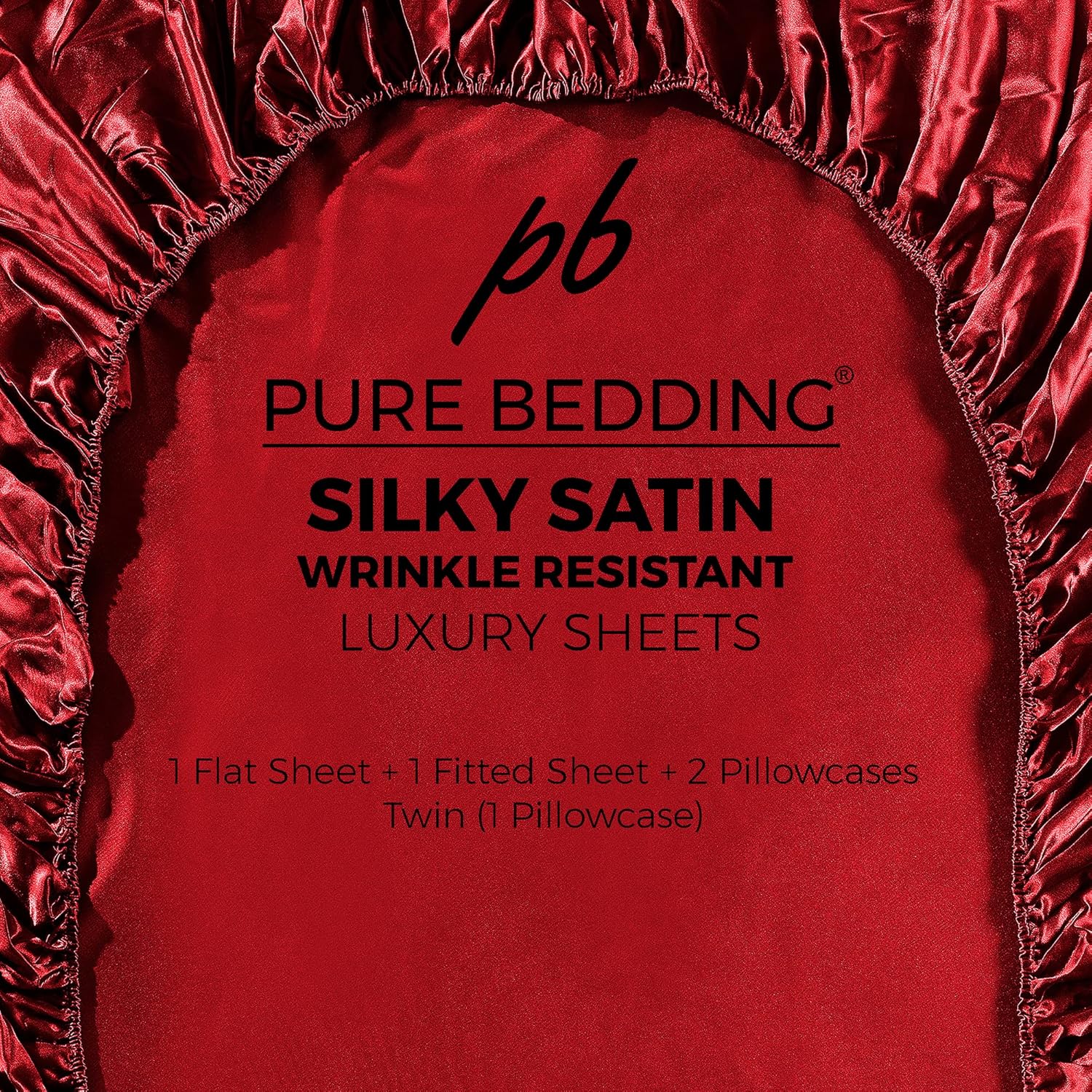 Satin Sheets California King [4-Piece, Burgundy] Luxury Silky Bed Sheets Extra Soft 1800 Microfiber Sheet Set, Wrinkle, Fade, Stain Resistant - Deep Pocket Fitted Sheet, Flat Sheet, Pillow Cases