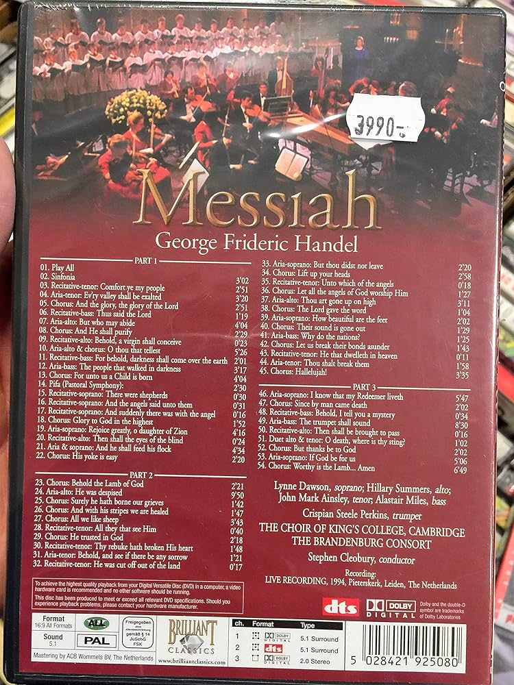 【中古DVD】Messiah／G F HANDEL. Amazon.co.jp: Handel: the Messiah [DVD] [Import] : King's