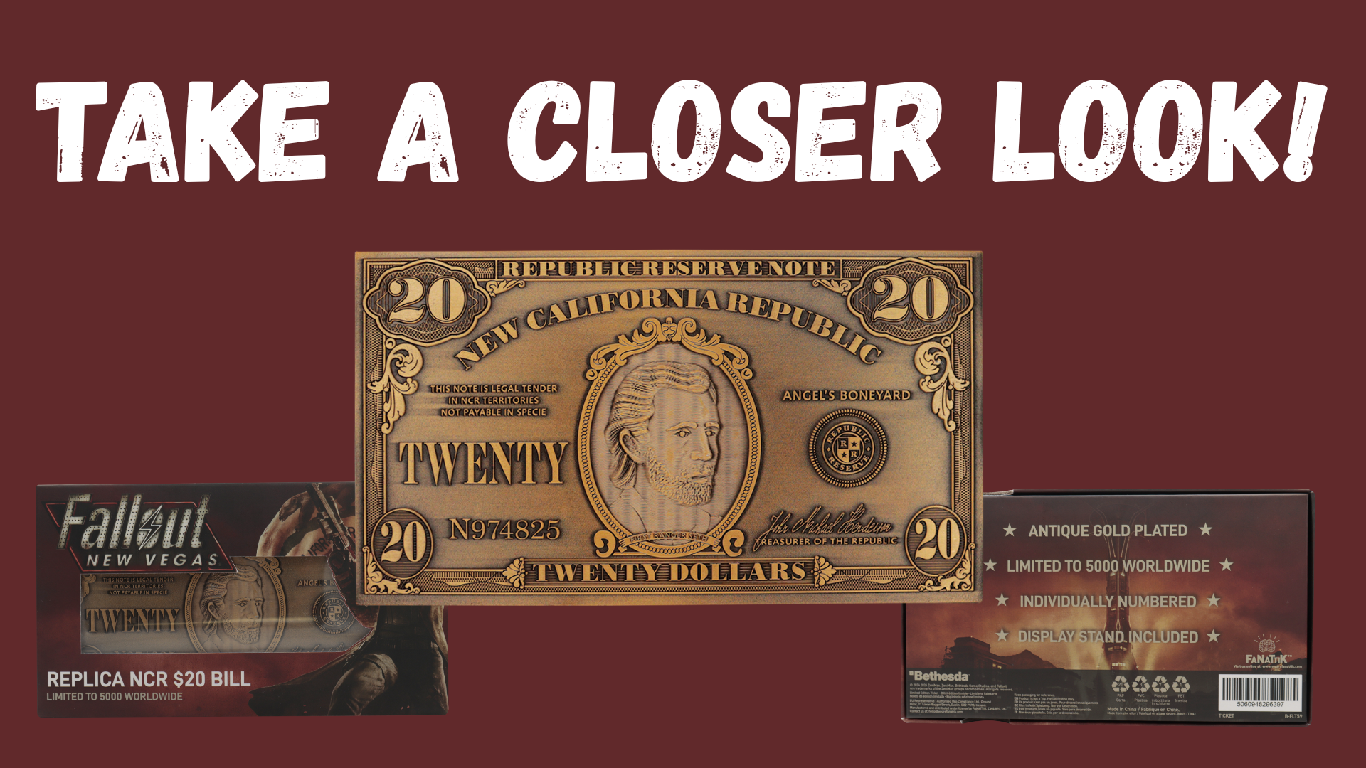 FaNaTtik Fallout: New Vegas NCR $20 Metal Replica In-World Bill 