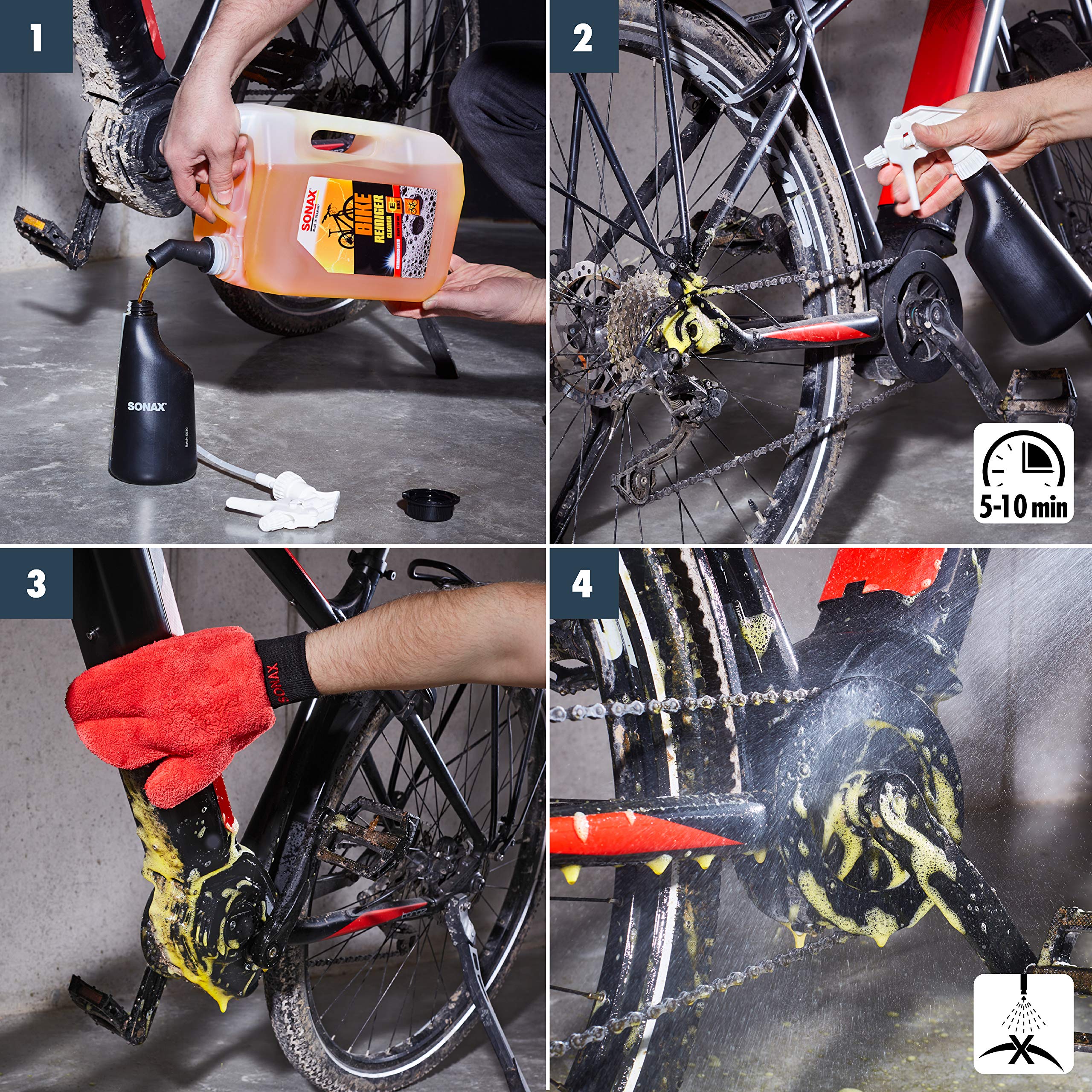 SONAX Bike Nettoyant (5000 ML) Compatible avec Tous Les matériaux du vélo tels Que Carbone, Plastique, l’Aluminium et Les Vernis | Réf: 08525000