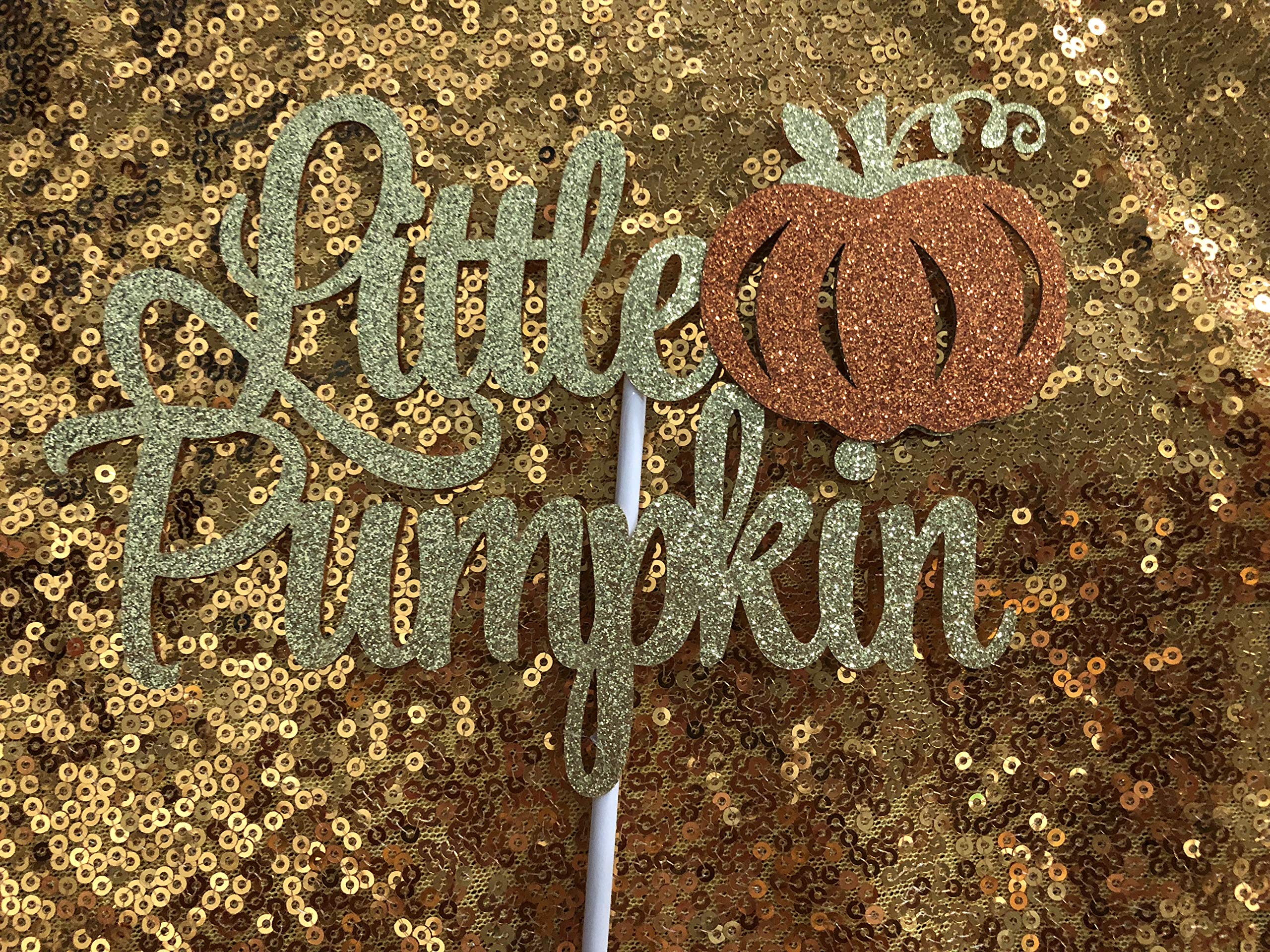 Gold Glitter Little Pumpkin Cake Topper - Fall Baby Shower & Thanksgiving Decor