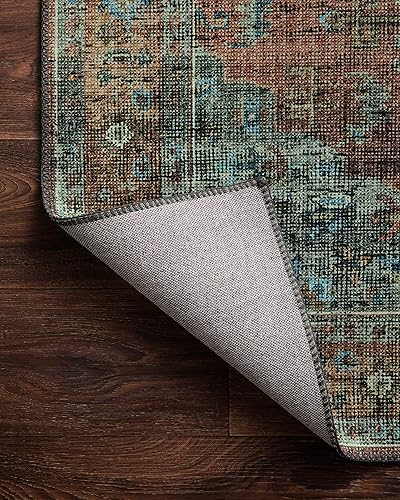 Miniatura 7 de Loloi II Colección Skye SKY-07 - Alfombra redonda tradicional de 8 pies x 8 pies, terracotacielo