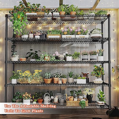 Miniatura 9 de Estantes de almacenamiento de 3200 libras, estantería de alambre con ruedas, estantería de garaje ajustable, estantería de metal de acero