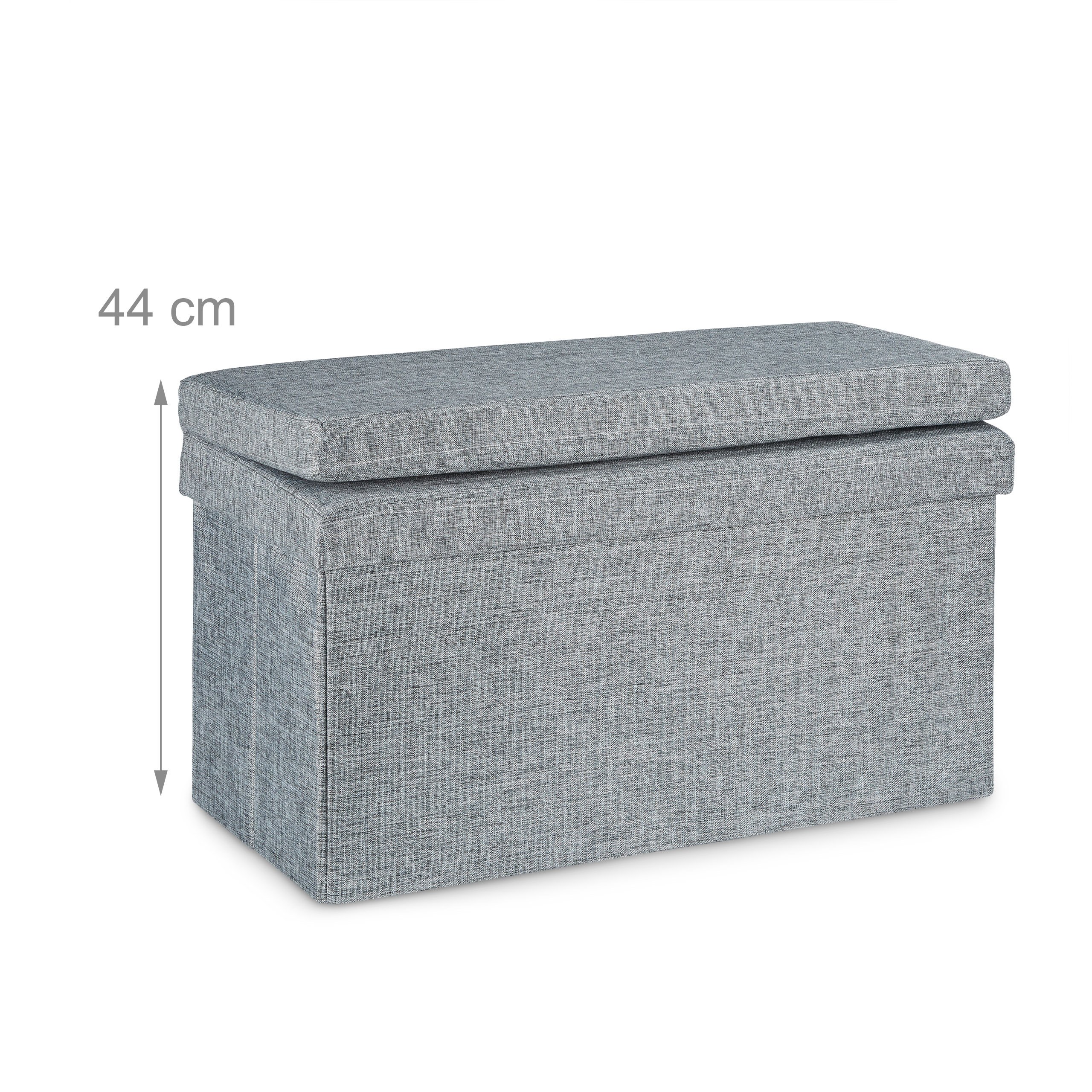 Relaxdays Panca Pieghevole con Schienale, Sgabello, con Coperchio e Contenitore, in Lino, HxLxP: 73x76x38cm Grigio