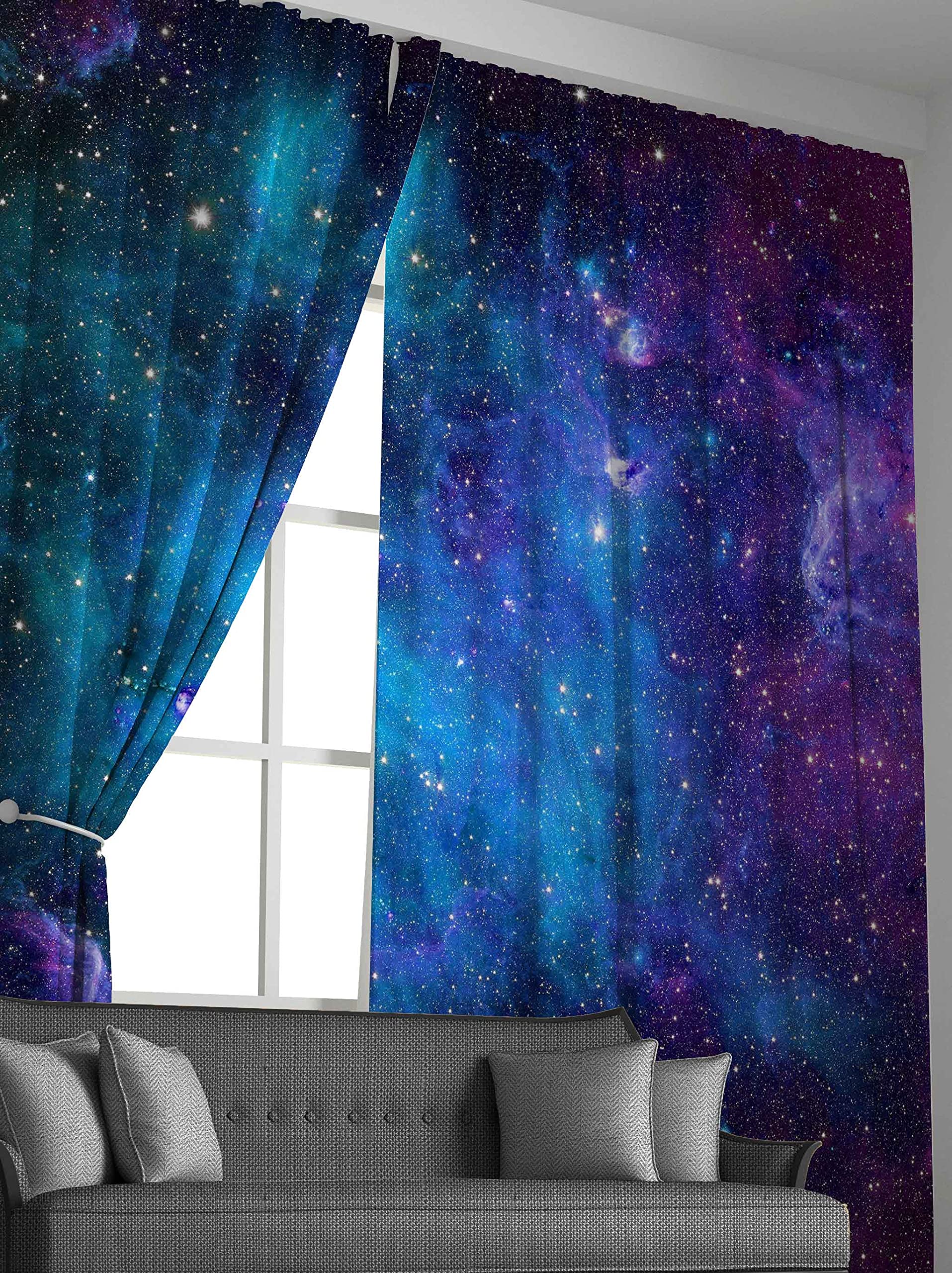 Loussiesd Galaxy Outer Space Curtains For Bedroom Living Room-Starry Nebula Universe Windows Drapes-Astronomy Astrology Theme For Kids,Boys,Girls,Adults-W46*L72 - Image 4