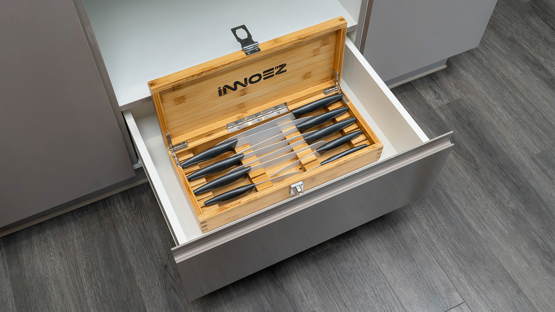 Amazon.com: Bamboo Kitchen Knife Holder Lock Box - Knife Drawer