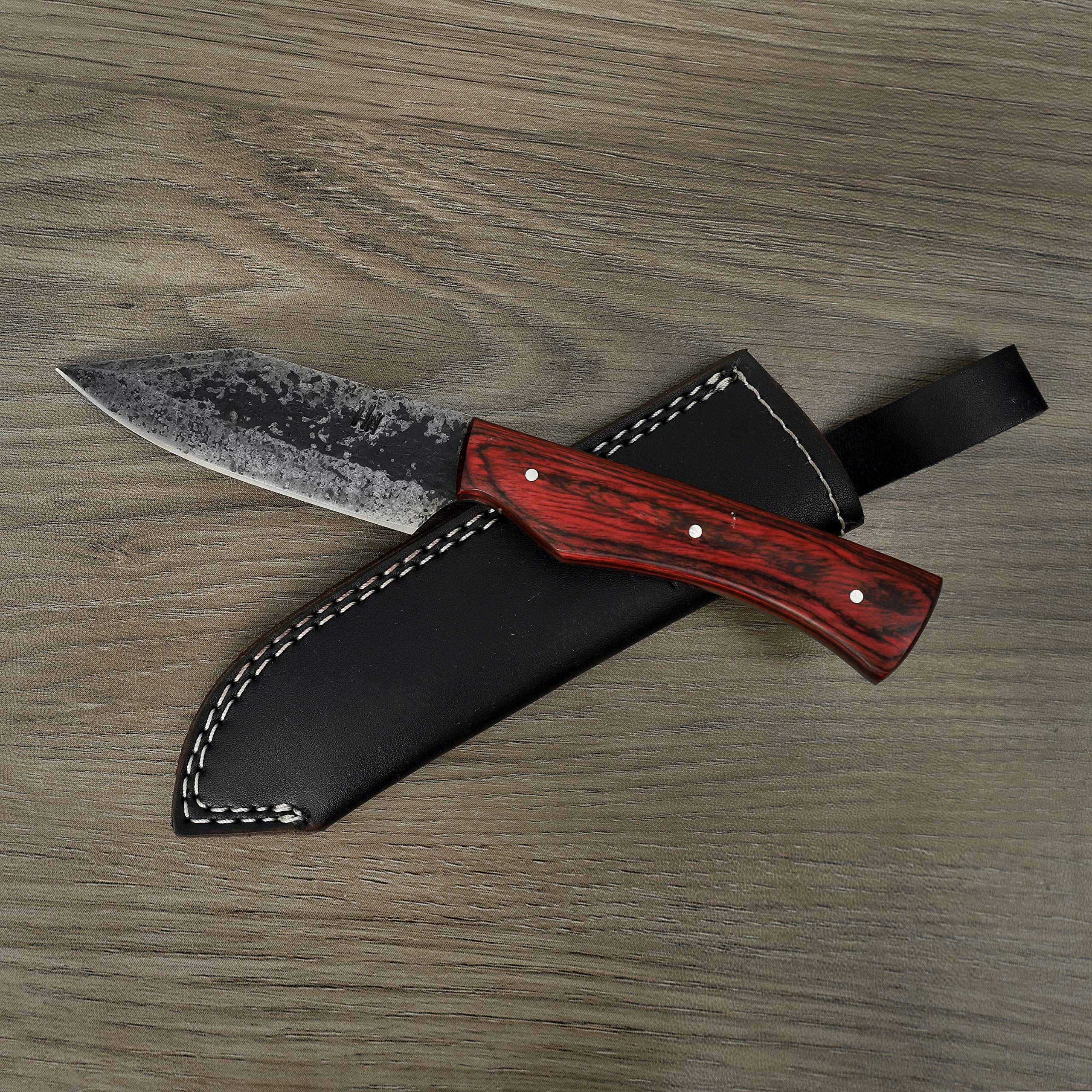 Hobby Hut HH-332 Handgemachtes Jagdmesser mit Scheide, 21 cm, 1095 Messer mit Fester Klinge aus Kohlenstoffstahl, Pakka-Holzgriff Für Jagdcamping