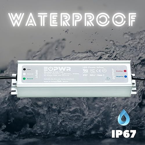 Miniatura 4 de EOPWR Conductor LED 100W impermeable IP67 fuente de alimentación AC 120-277V a DC 24V transformador de bajo voltaje para luces LED al aire libre
