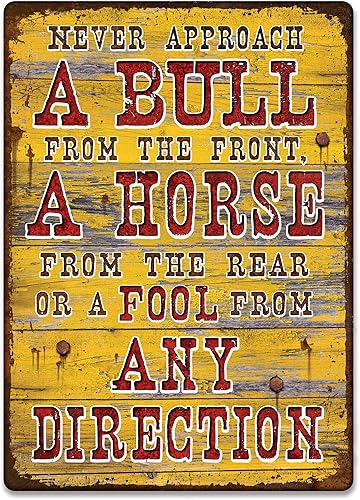 Miniatura 23 de River's Edge Carteles de metal resistentes a la intemperie, en relieve Nevermind The Dog Cuidado con el dueño,Día Crappie,Aparcamiento de
