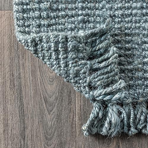 Miniatura 6 de JONATHAN Y NRF103B-2 Pata - Alfombra tejida a mano de yute grueso con flecos para interior, estilo bohemio, de fácil limpieza, para dormitorio,