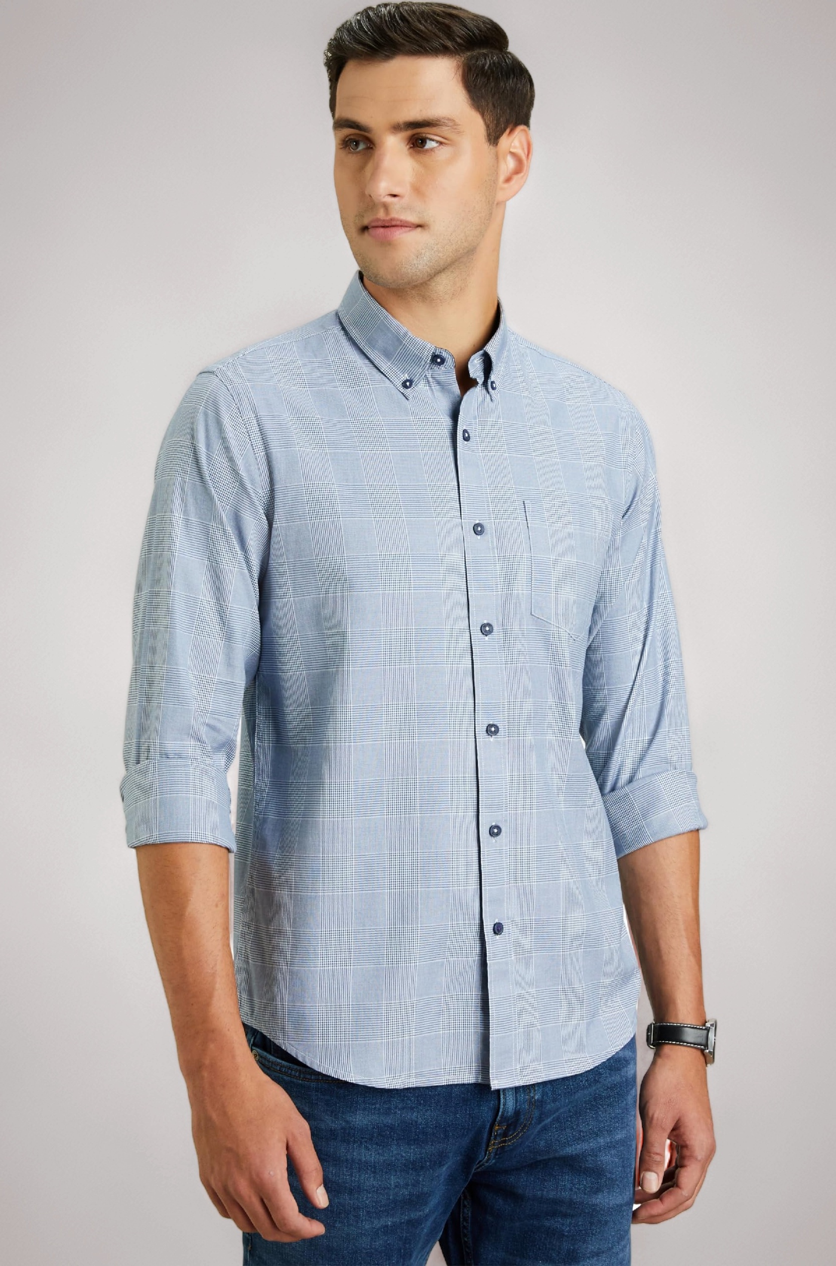 Symbol Premium Men's Stylish Checkered Casual Shirt - Regular Fit | Full Sleeve | Pure Cotton | Smart Casual Wear (Available in Plus Sizes)