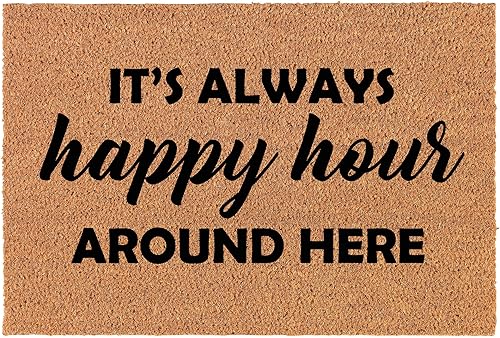 Miniatura 3 de Felpudo de fibra de coco para puerta delantera, nuevo cierre del hogar, regalo de inauguración de la casa It's Always Happy Hour Around Here Funny