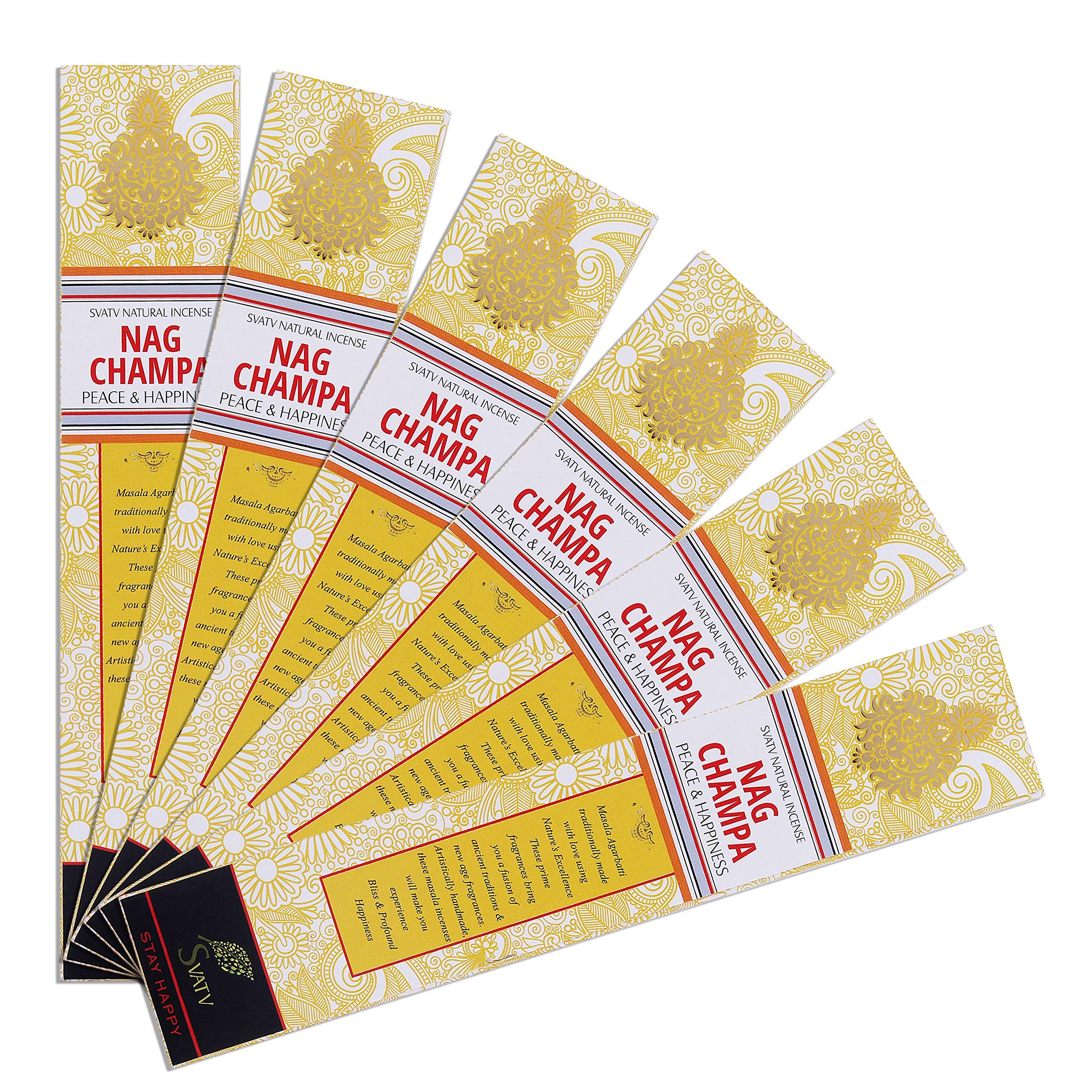 SVATV Herbal & Ancient Method Nagchampa Incense Stick with pack of 6 Incense for Meditation, Yoga, Spiritual, Aromatherapy Energy Cleansing & Calm Down The Mind - 15g x 6 incense | 90g