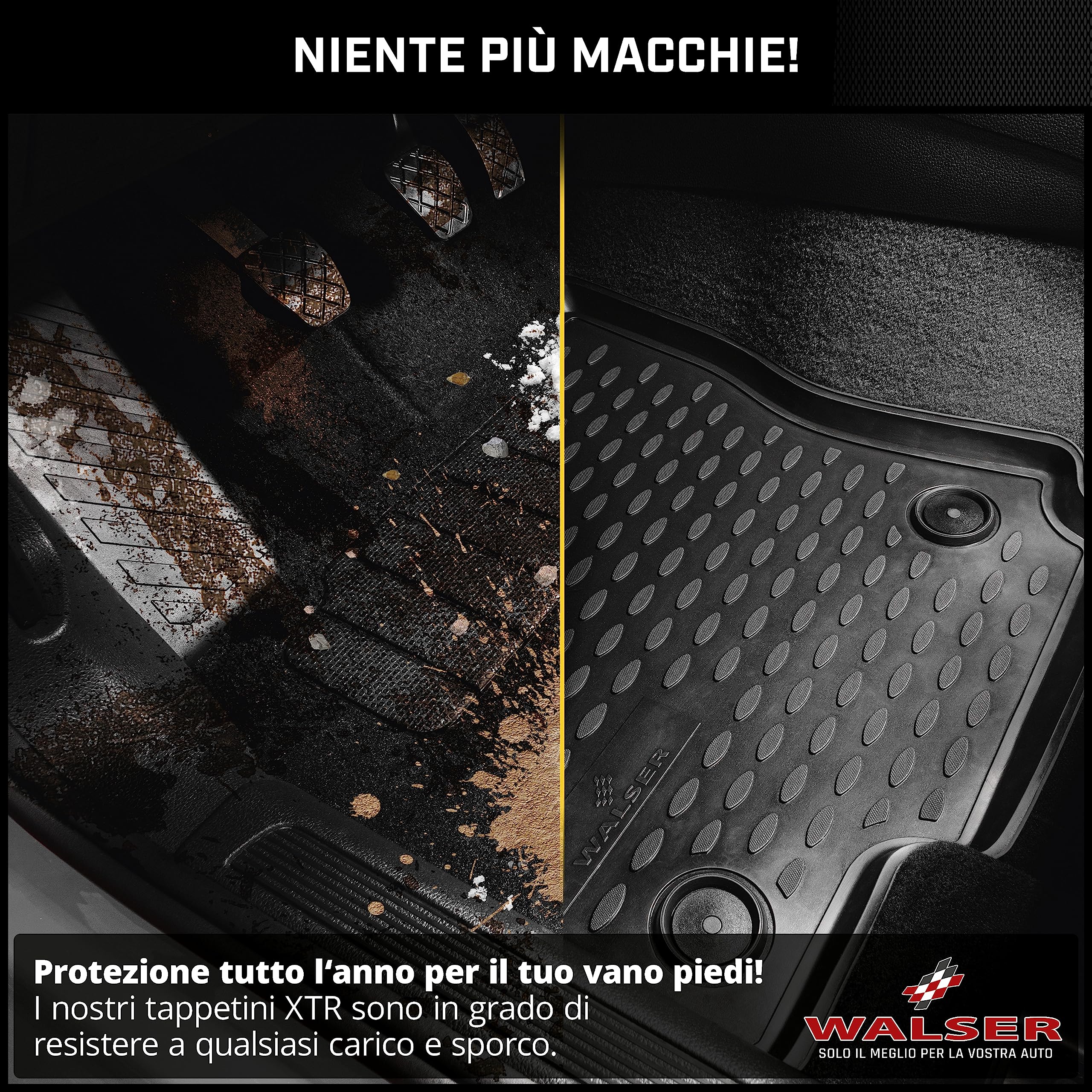 Walser Tappetini in Gomma per Auto XTR su Misura Compatibile con VW Passat ( B7) 2010-2015, Passat Variant 2010-2015, Passat Alltrack 2012-2014