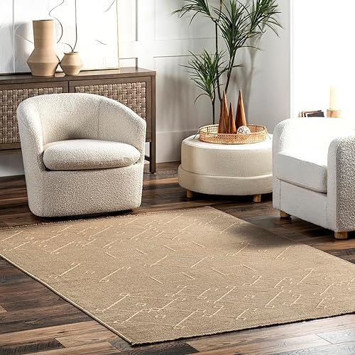 nuLOOM Aiyana Southwestern - Alfombra de yute con flecos, 5 x 8 pulgadas, color natural