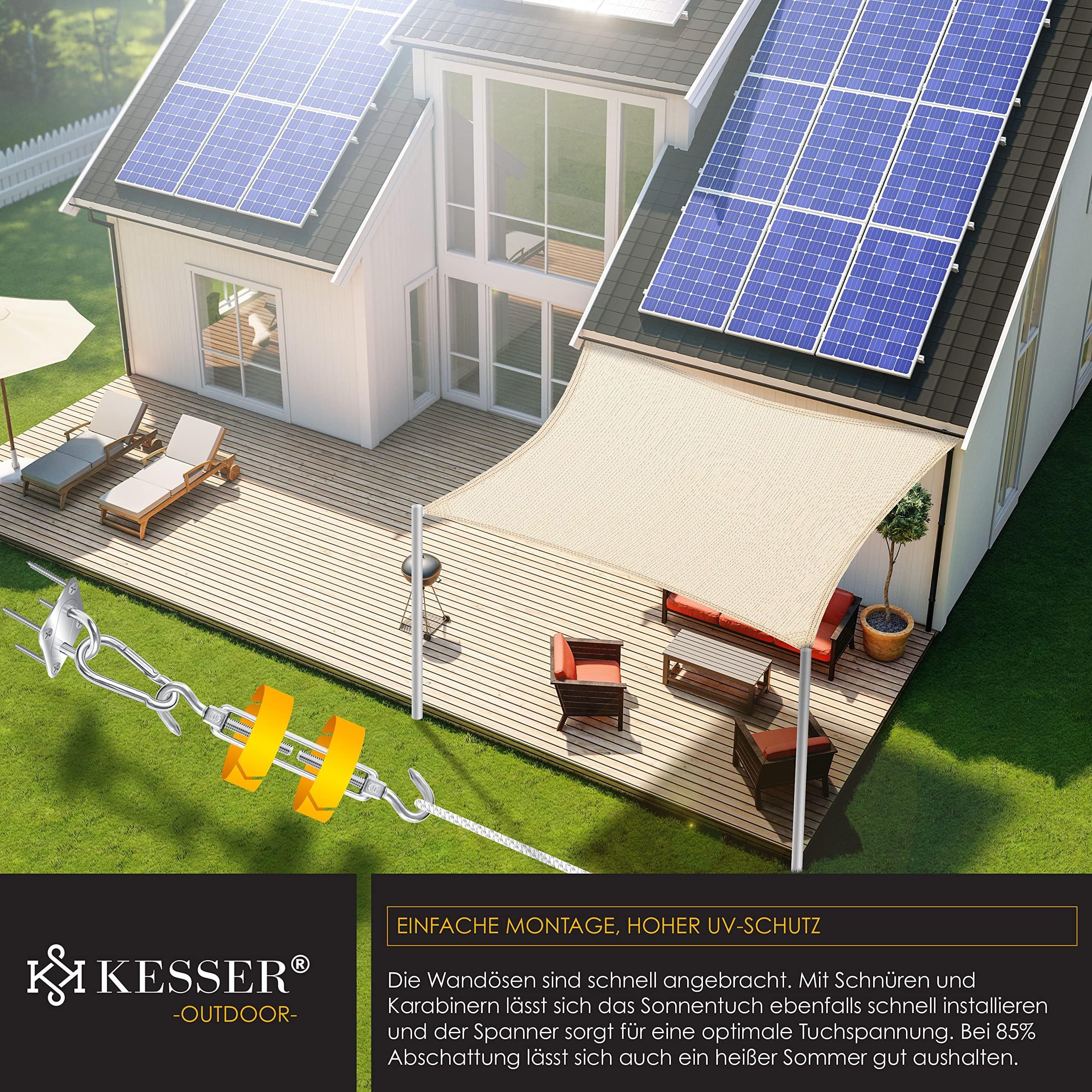 KESSER Tenda a Vela HDPE 5x7m Grigio idrorepellente antivento per Giardino Balcone Terrazzo