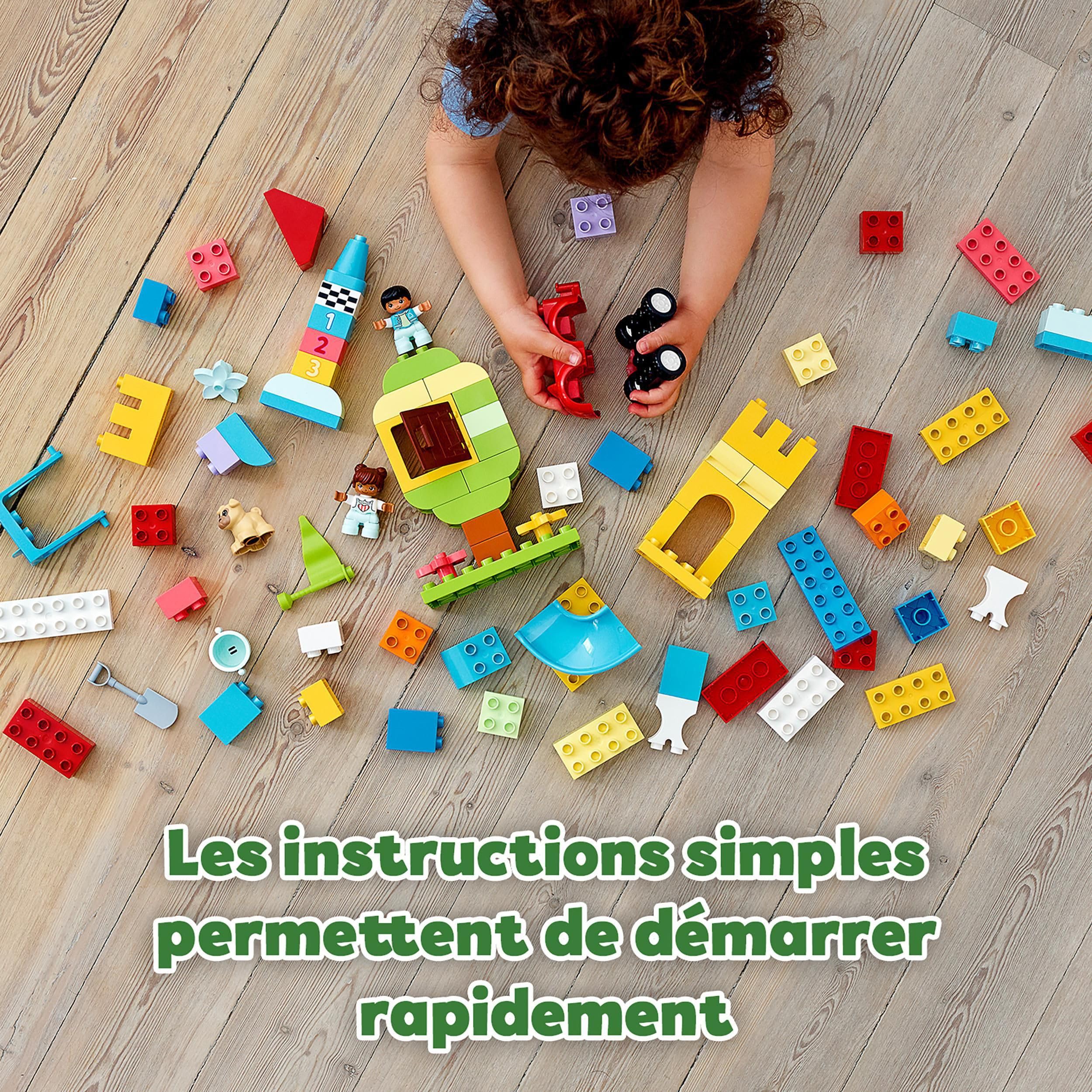 LEGO Duplo La Boîte de Briques Deluxe - Jouet dès 1 an Développant la Motricité Fine - Voiture, Briques avec Chiffres, Figurines d'animaux & Rangement pour Jouets - Cadeau pour Fille ou Garçon 10914