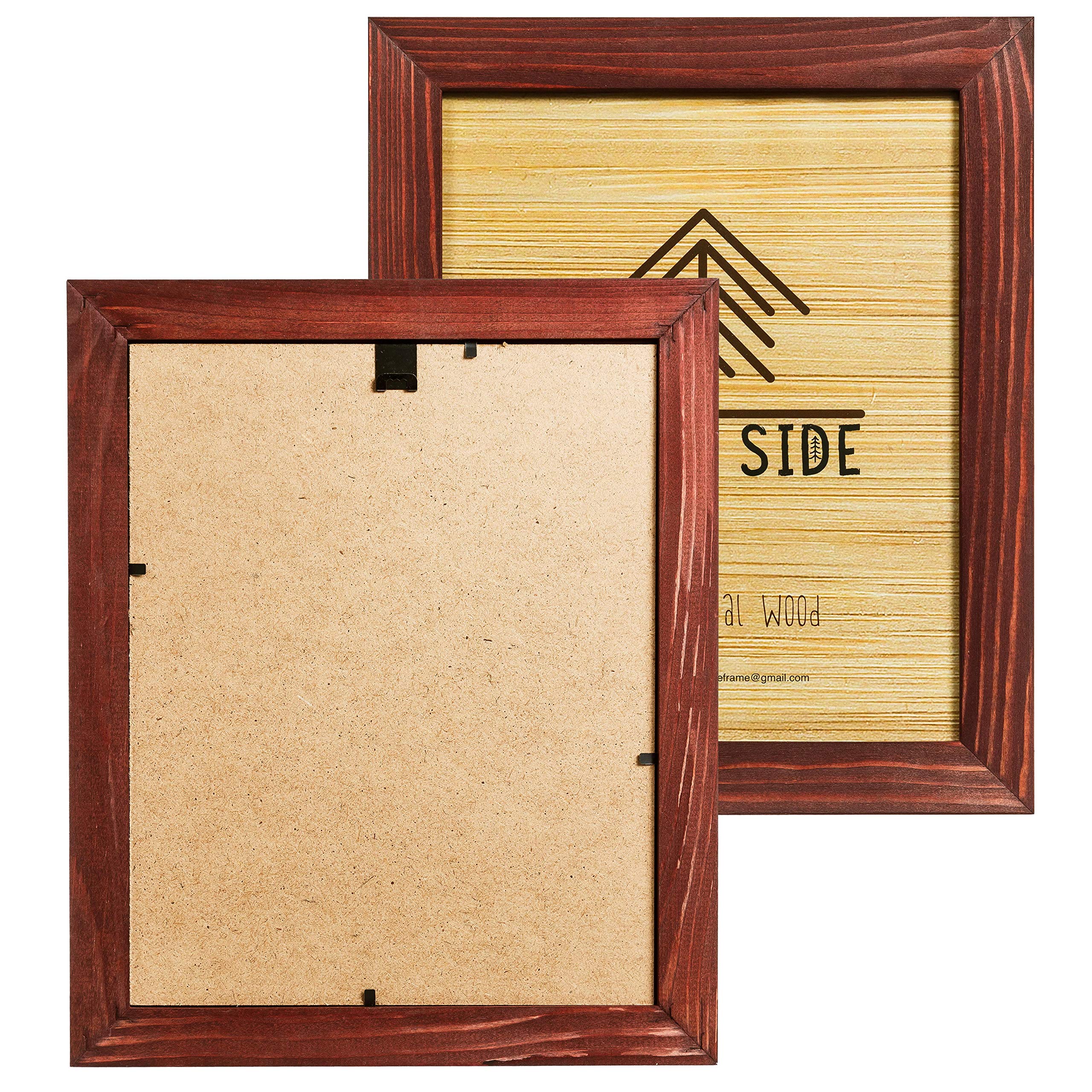 Rustykalna drewniana ramka na zdjęcia, 11 x 14 - 100% naturalne lite ekologiczne drewno postarzane do montażu na ścianie, ramka na zdjęcia, wiśnia