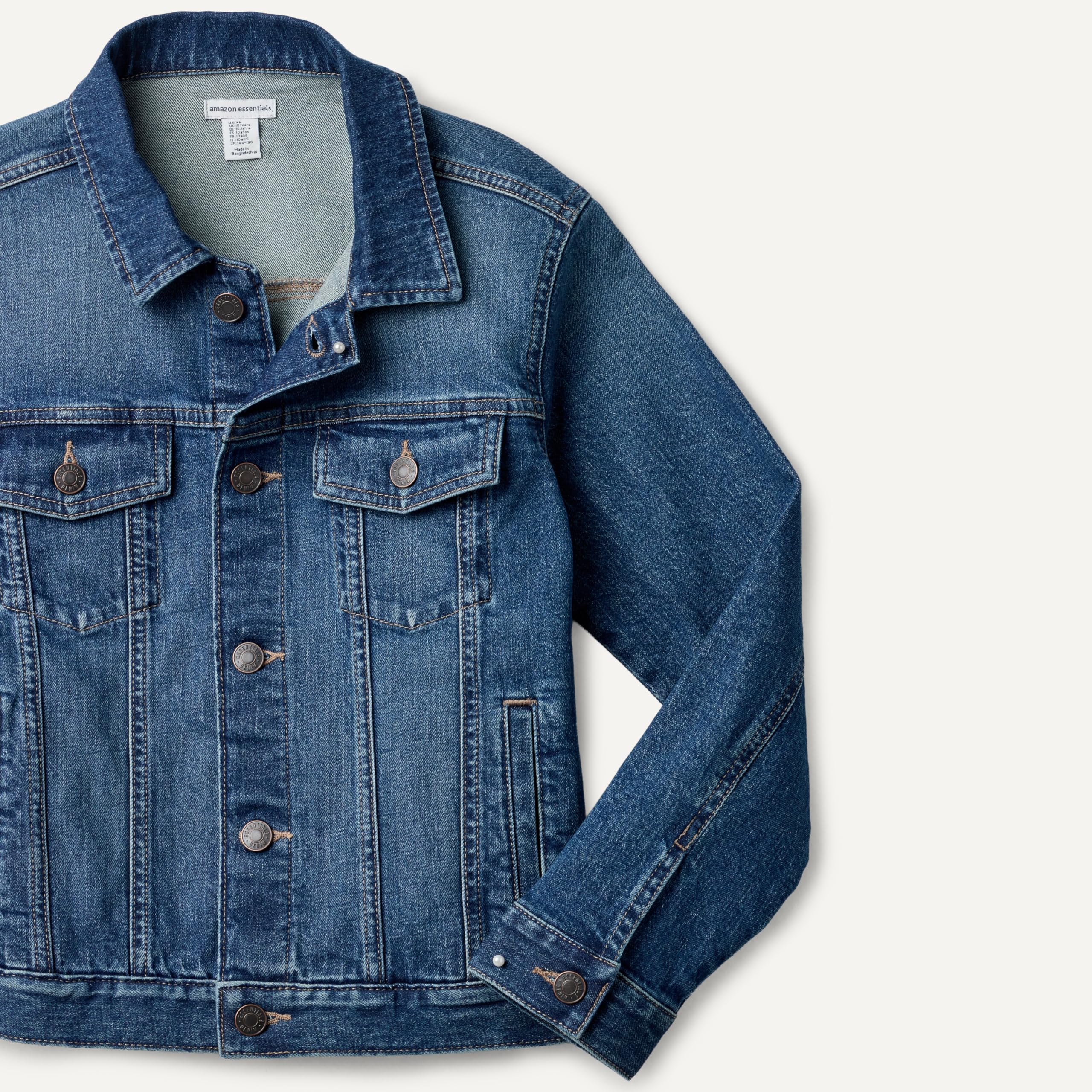 Amazon Essentials Unisex Kids' Medium Stretch Regular-Fit Denim Trucker Jacket for Boys and Girls - 5