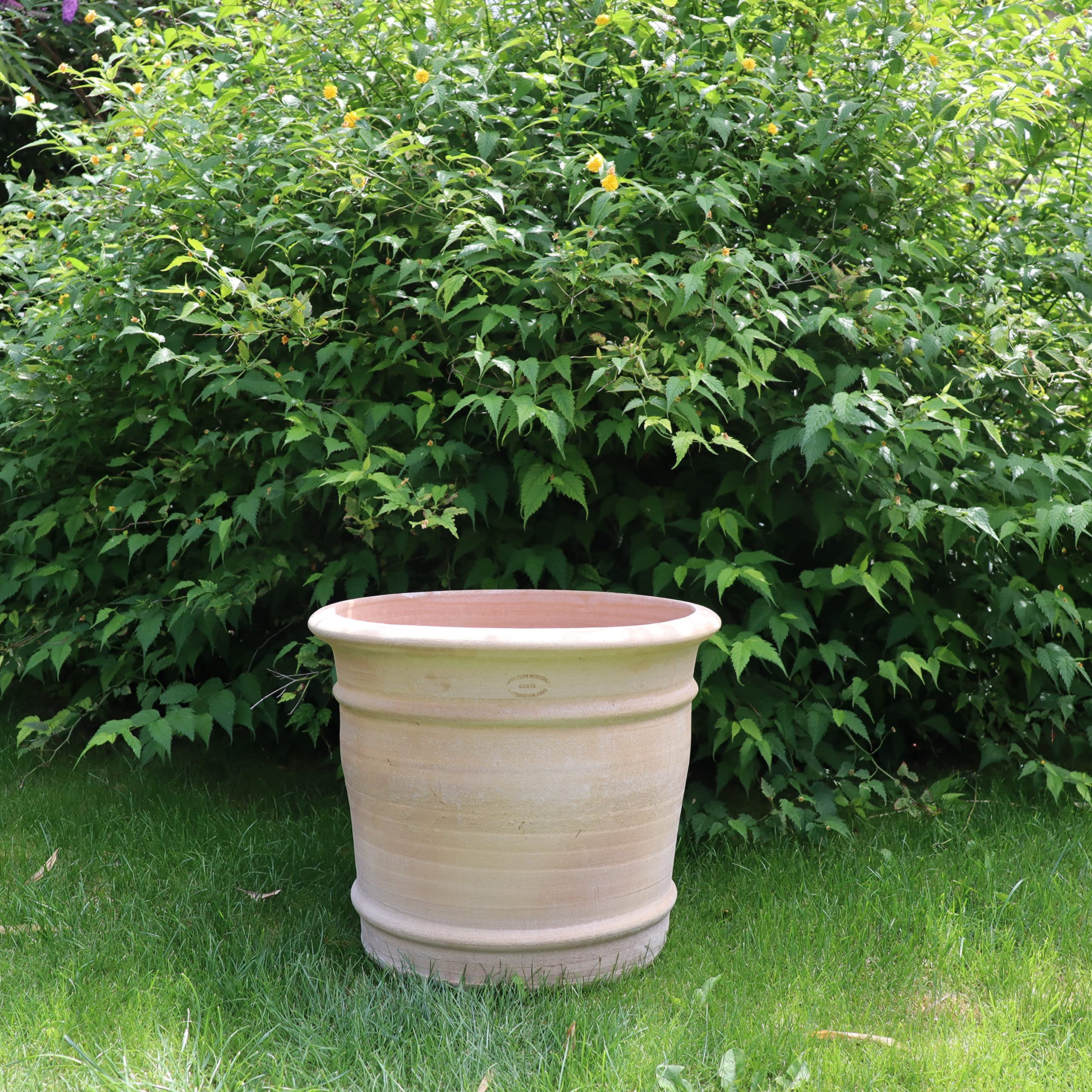 Vaso per piante in terracotta fatta a mano, 50 cm, resistente al gelo, per giardino e terrazza, robusto, per esterni, in terracotta mediterranea
