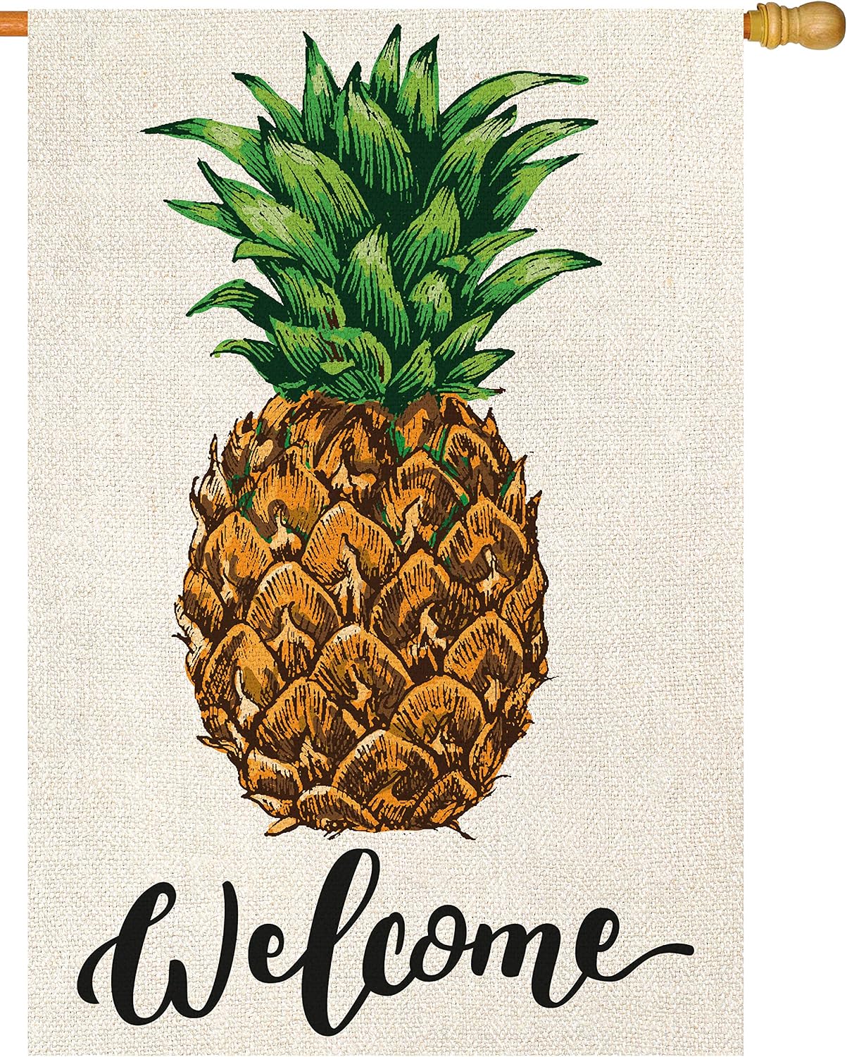 Atenia Burlap Garden Flag, Double Sided Garden Outdoor Yard Flags for Summer Decor (Pineapple) (House Size - 28X40)