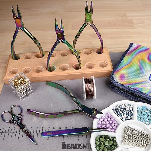 Miniatura 7 de The Beadsmith Juego de 6 piezas Chroma - Kit de herramientas para hacer joyas, acabado de titanio arcoíris, incluye 4 alicates con pinzas y tijeras,