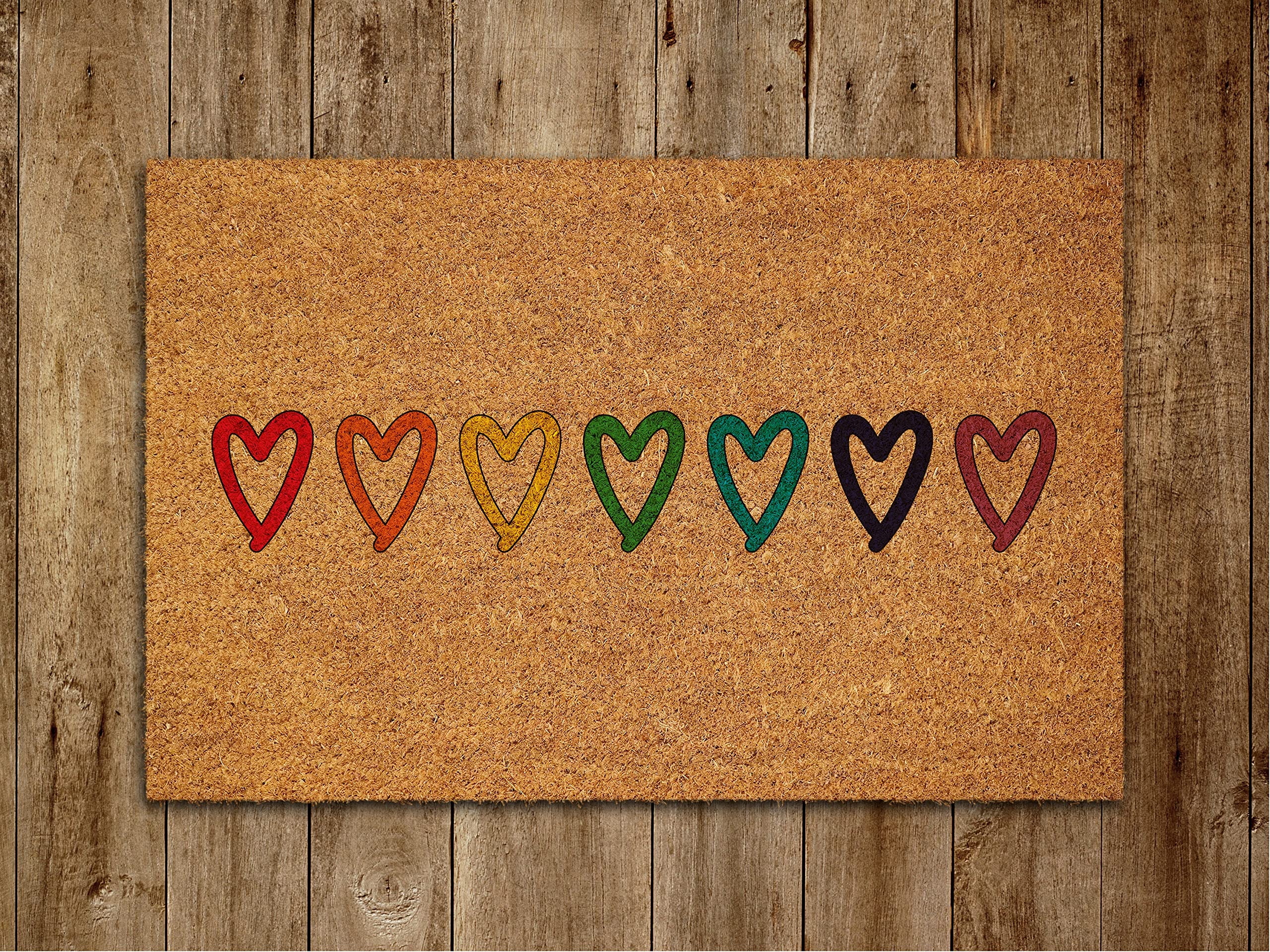 Ensound Rainbow of The Hearts Door Mat,Rainbow Hearts Door Mats,Funny Rainbow Doormat,Welcome Rainbow Outdoor Mat 36x24 Inch