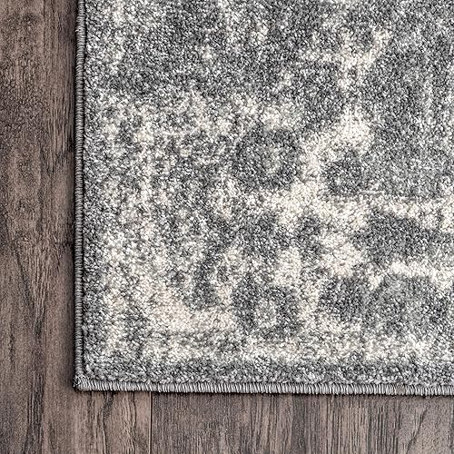 Miniatura 8 de nuLOOM Maranda - Alfombra de área de medallón de transición, 5 x 7 pies, color gris oscuro