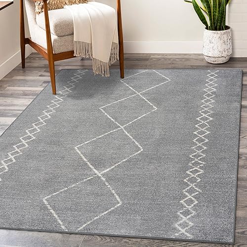 LUXE WEAVERS Daphnes 2735 - Alfombra bohemia geométrica marroquí de 9 x 12 pulgadas, color gris