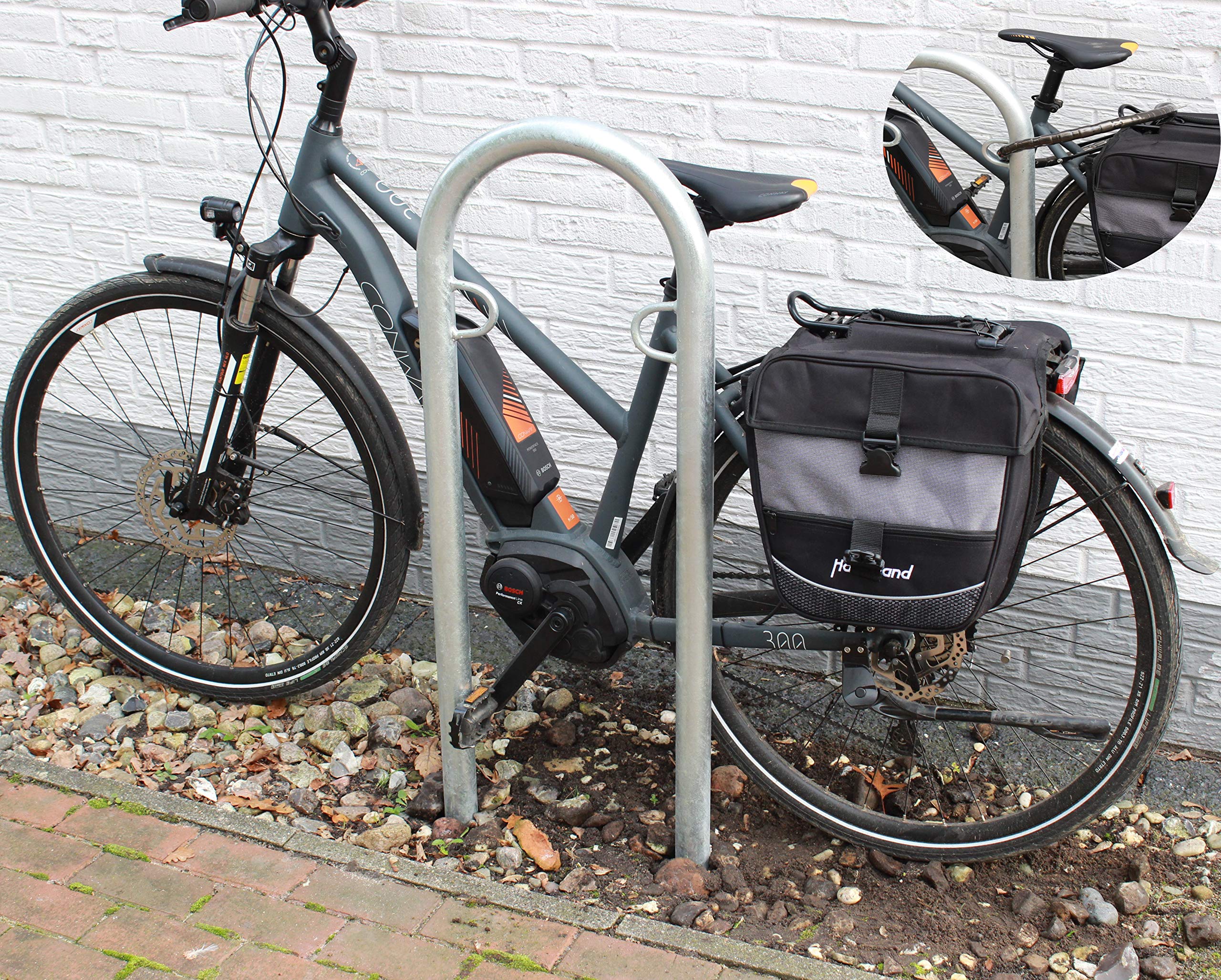 Baumarktplus TRUTZHOLM Fahrradanlehnbügel Fahrradständer 111,5x40cm Anlehnbügel Anlehnständer Poller Ständer feuerverzinkt Fahrradständer Fahrrad Ständer Rad Baumschutzbügel Bike