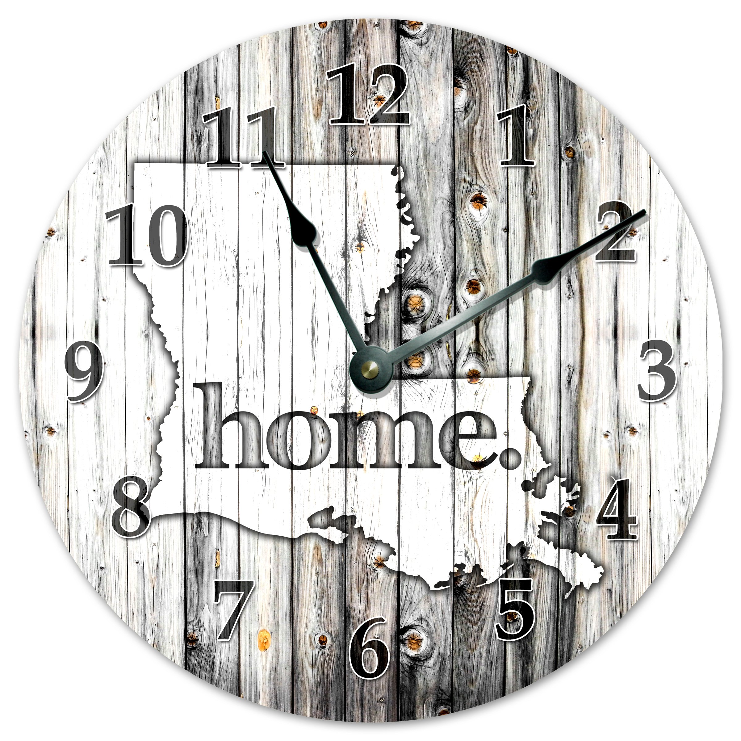 Sugar Vine Art Louisiana State Home Silent Non Ticking Round Battery Operated Handmade Hanging Large 15.5 Inch Wall Clock for Bedroom Office Cottage Decoration