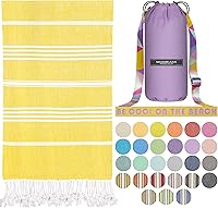 Vista 29 de Madamelique Toalla de playa turca con bolsa de playa, 39 x 74 pulgadas, toallas de playa prelavadas de gran tamaño, 100 % algodón, secado rápido