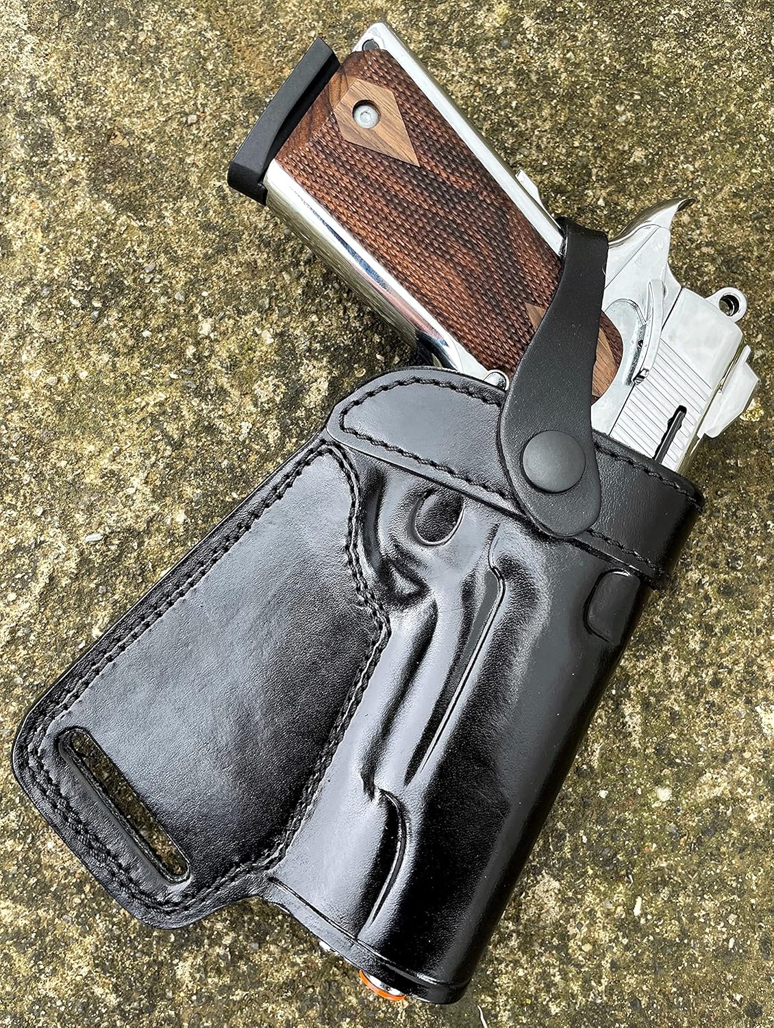 Ottoza Handmade Leather Gun Holster 1911 Holster Right Hand - SOB Holster for 1911 Gun Holster fits Most Models 1911 COLT- Kimber - Ruger and More Without Rail No:422