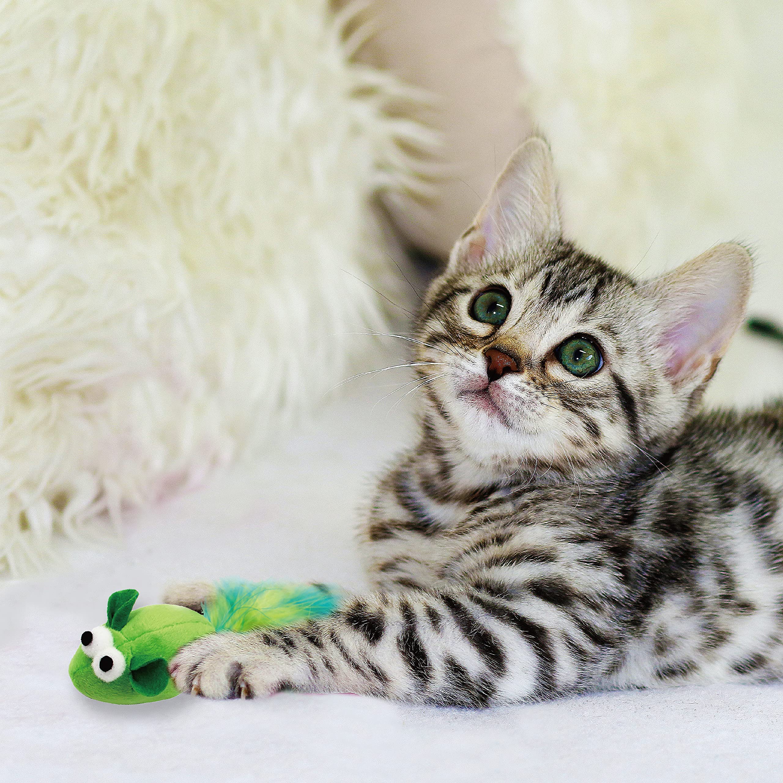 Jumpaws 5 Stück natürliches interaktives Katzenspielzeug Kitten Katzen Sachen mit Katzenminze, bunte Mäuse mit langem Schwanz, Zubehör für Indoor-Katzen Katzenspiel