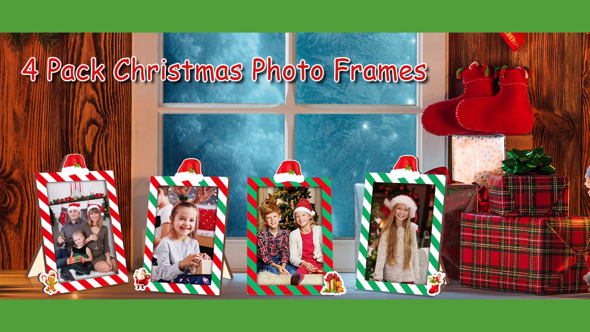 Dotride Christmas Picture Frames 2 Pack - 5x7 & 4x6 With 3 Removable Ornaments, Wooden Frame For Wall Or Tabletop