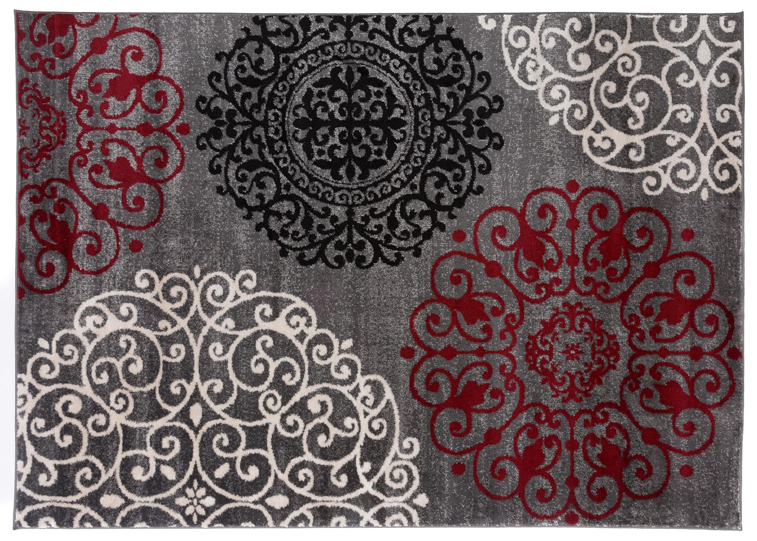 Rugshop Contemporary Modern Floral Perfect for high Traffic Areas of Your Living Room,Bedroom,Home Office,Kitchen Easy Cleaning Area Rug 2' x 3' Red