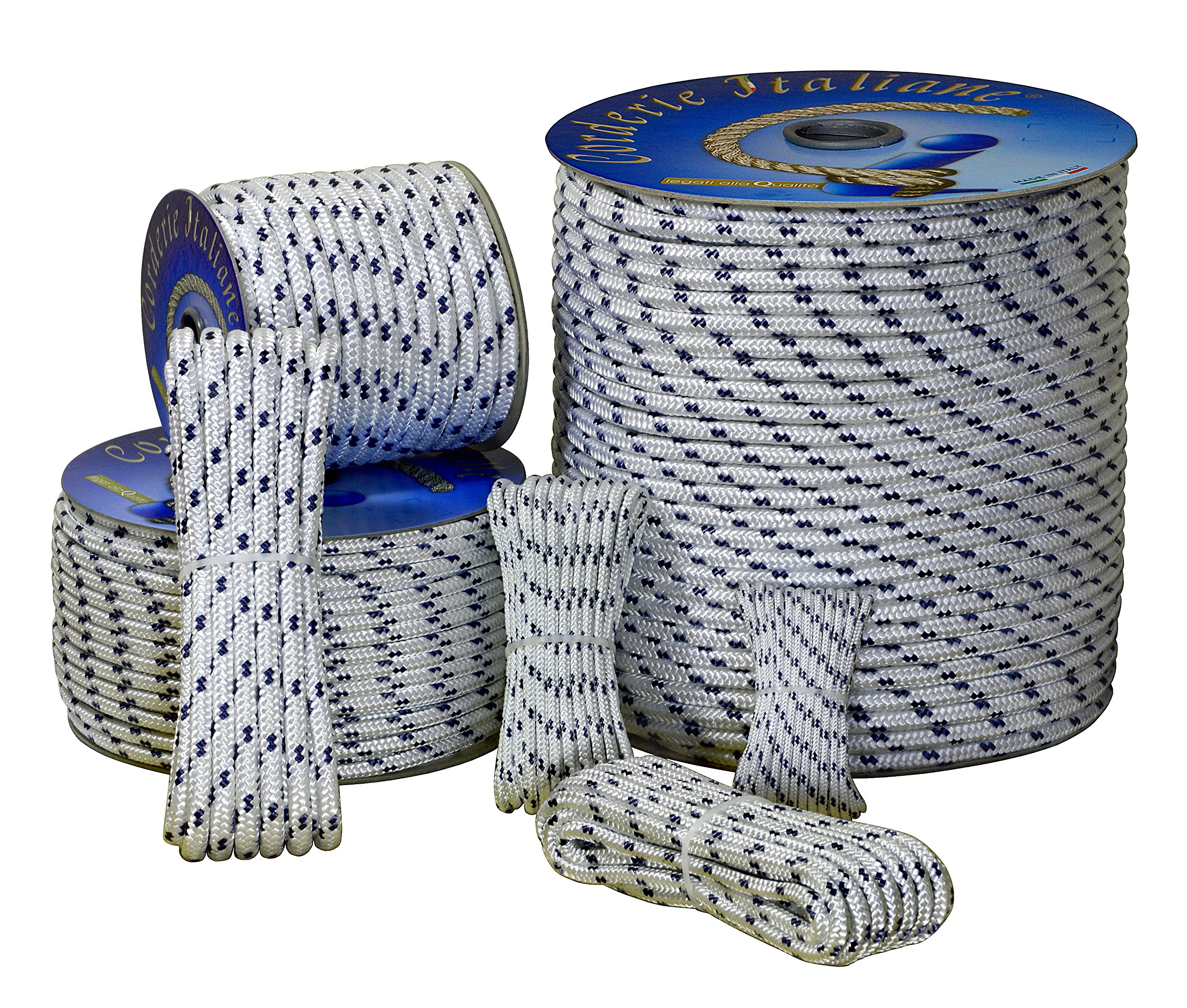 Corderie Italiane 001038948 Nautica warkocz 18MM-60MT, Biały z Niebieski
