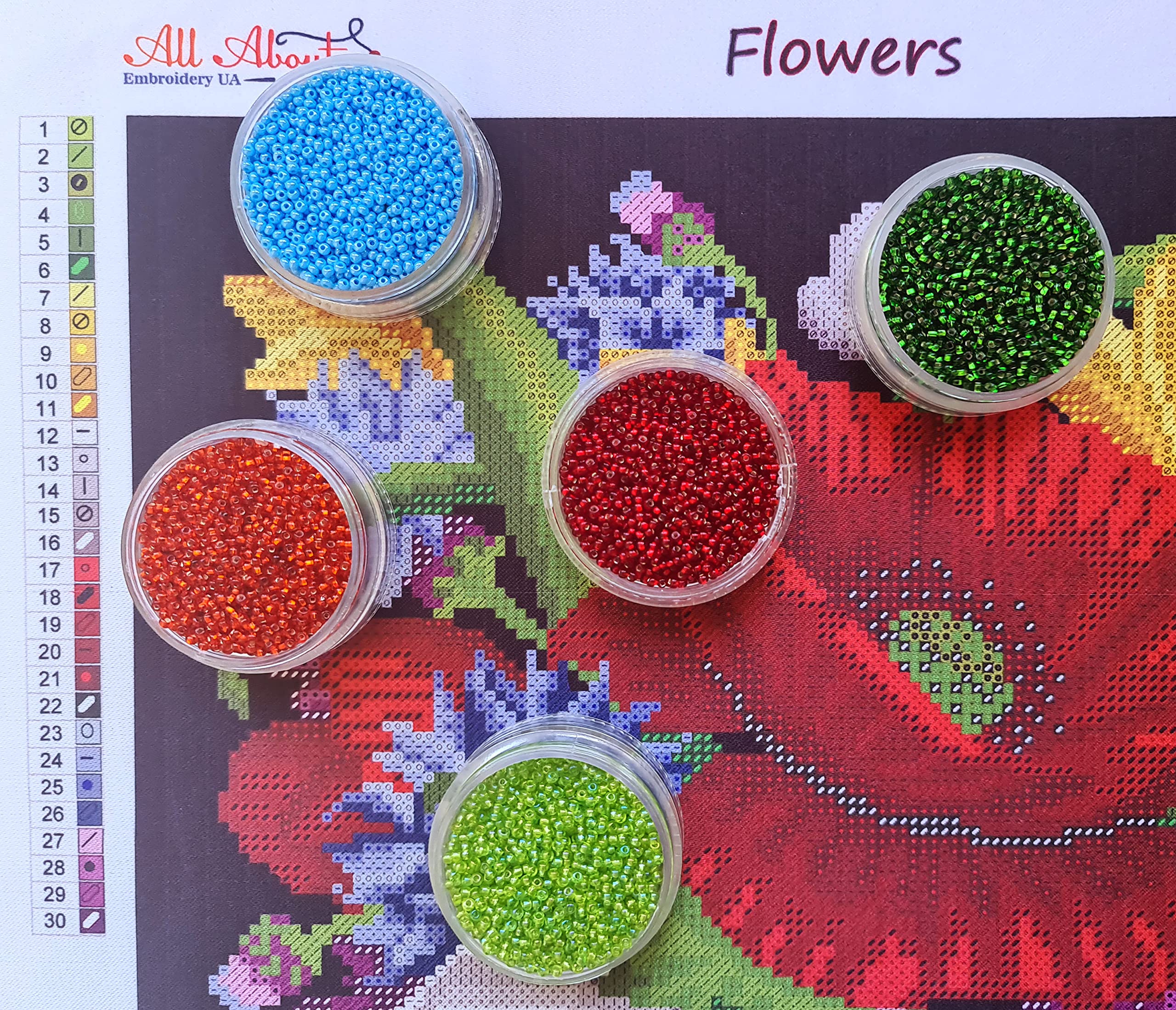Flowers Bead Embroidery DIY kit Floral beadpoint Pattern Summer