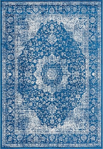 Miniatura 2 de nnuLOOM Verona - Alfombra decorativa persa envejecida, de 2 x 3 pies, color azul oscuro