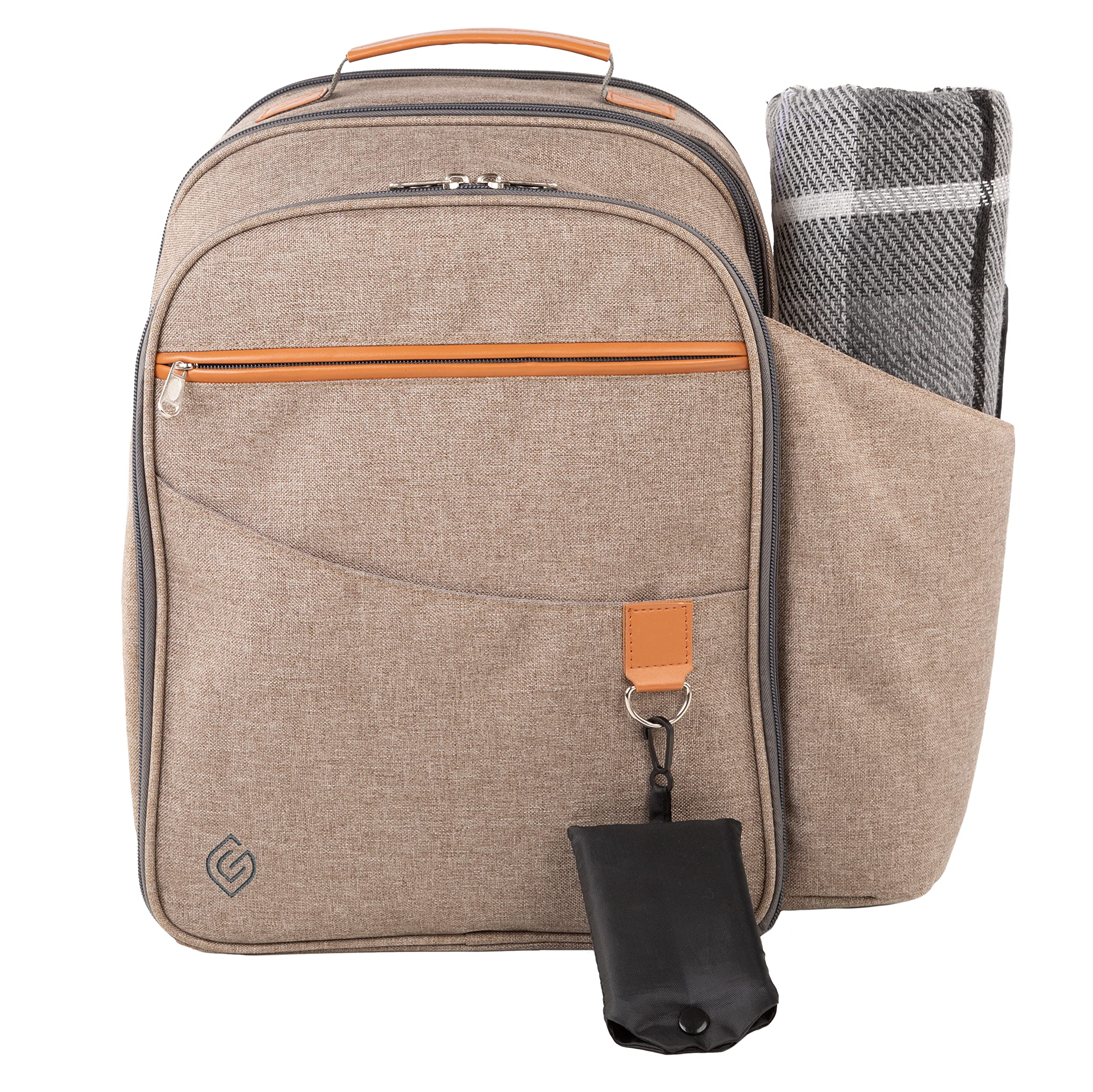 Greenfield Collection Grey 2 Person Deluxe Insulated Backpack Cooler Lunch Bag - Picnic Bag With Cutlery/Picnic Set And Picnic Blanket; Perfect Cool Bag Rucksack For Camping/Bbq/Hiking