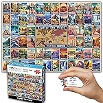 Think2Master Colorful Vintage World Travel Poster 1000 pieces Large Format Jigsaw Puzzle for kids 13+, teens, adults & families. Great gift for people wanting to explore the World. Size: 26.8 X 18.9