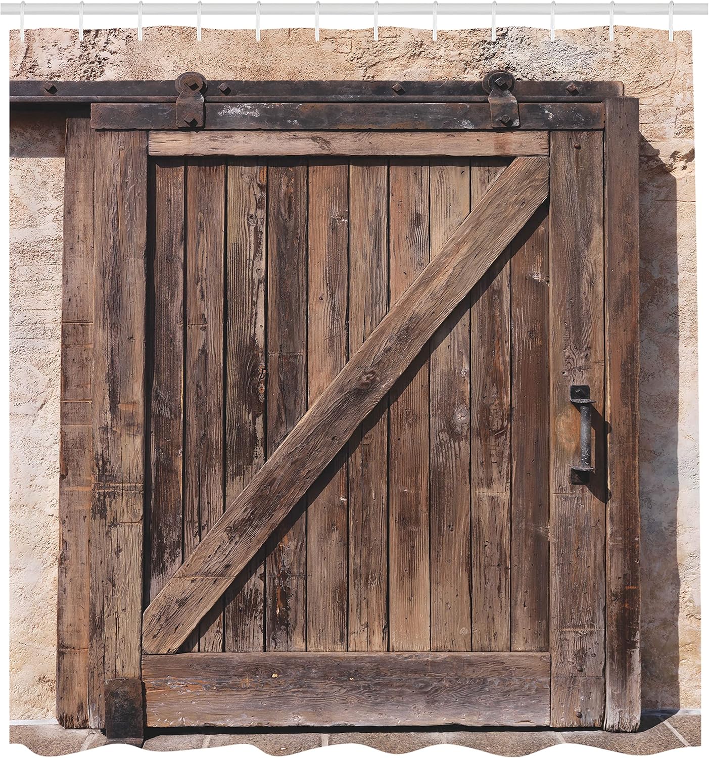 Ambesonne Rustic Shower Curtain, Aged Sliding Door Weathered Texture Vintage Style Architectural Rural Print, Cloth Fabric Bathroom Decor Set with Hooks, 69" W x 70" L, Brown 69" W x 70" L Brown