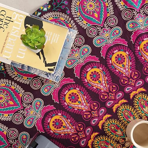 Miniatura 4 de Popular Handicrafts Tapiz redondo de mandala indio, redondo, para playa, para colgar en la pared, mantel de algodón gitano hippy bohemio, sábana de