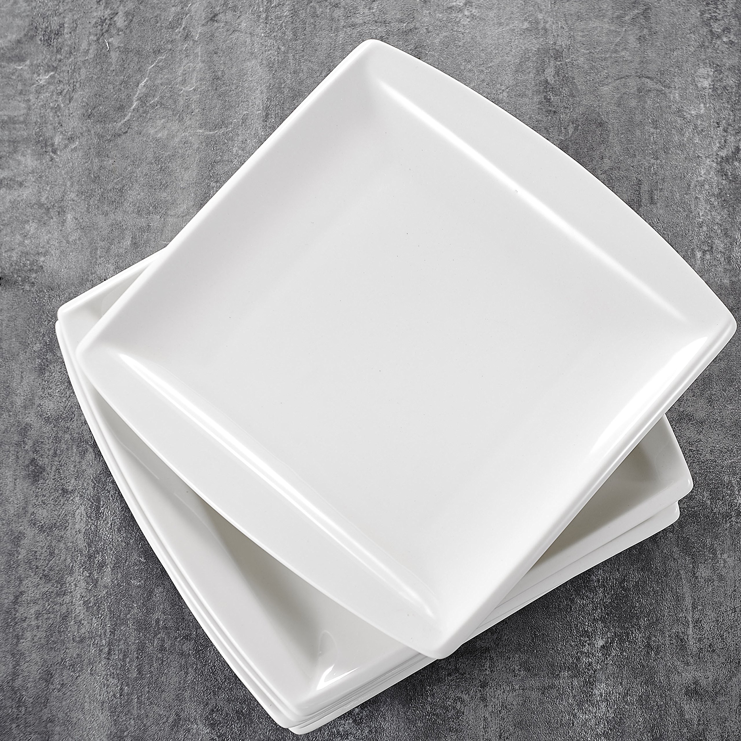 MALACASA Série Blance Lot de 6 assiettes plates en porcelaine de 26 cm Blanc crème Service d’assiettes pour 6 personnes
