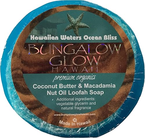 Bubble Shack Hawaii Bungalow Glow - Jabón de lufa de coco (Hawaiian Waters Ocean Bliss)