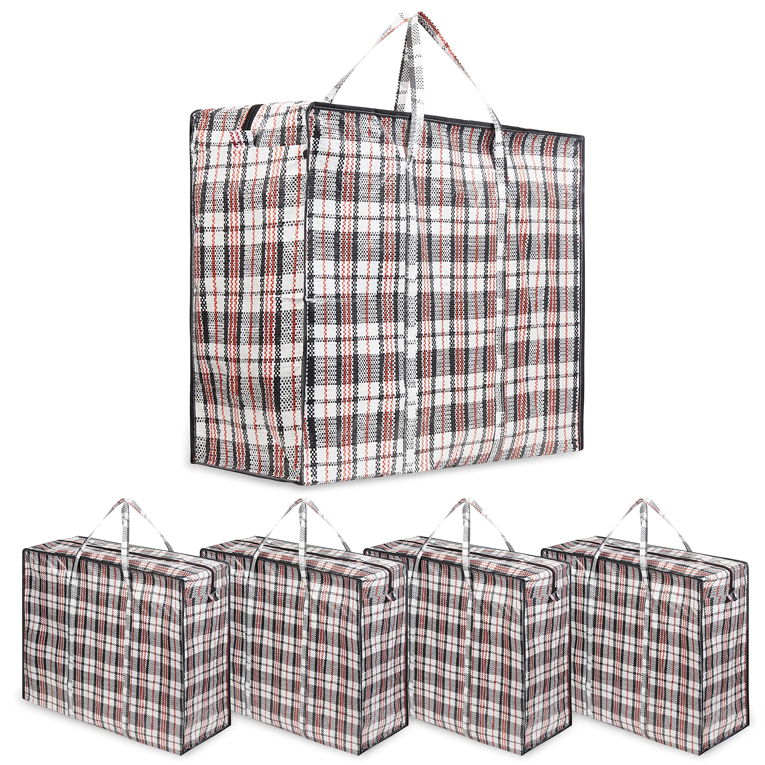 DECO EXPRESS Large Jumbo Clothes Storage Bag for Transport and Moving – Multipack (Pack of 5)