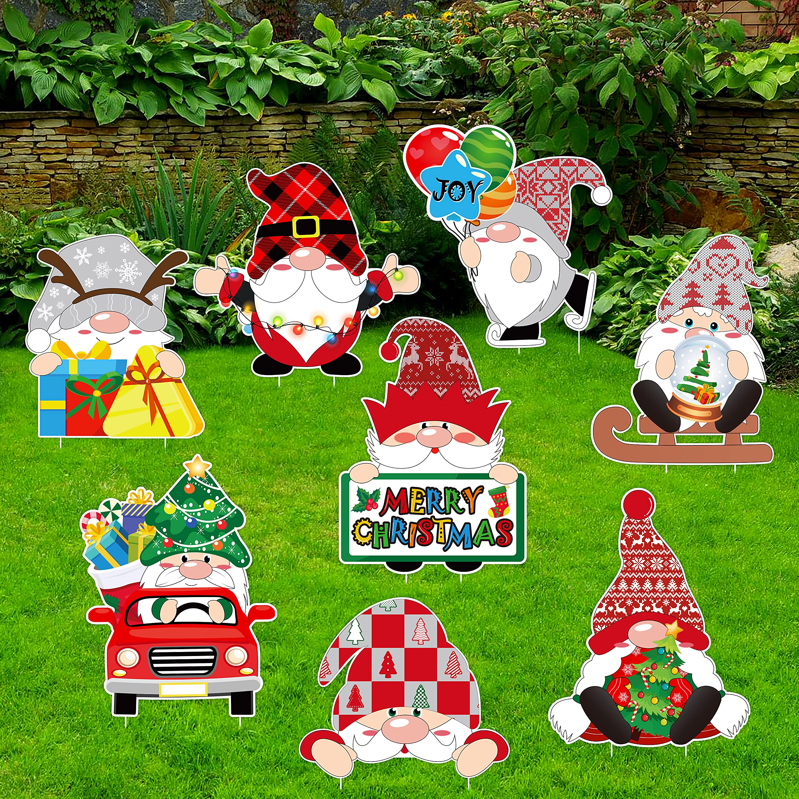 Tieshankao 8PCS Christmas Decorations Gnome Yard Signs Stakes - Xmas Yard Lawn Sign Outdoor Decor