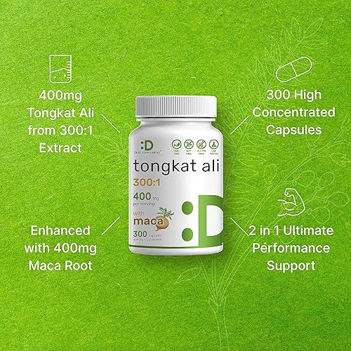 Miniatura 4 de DEAL SUPPLEMENT Extracto de Tongkat Ali 3001 400 mg y raíz de maca de 400 mg  300 cápsulas, Longjack ultra fuerte (Eurycoma Longifolia) + Maca de